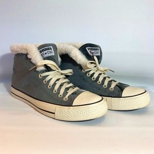 Dahiye Super Star Converse-type shoes, grey velvet with white fur lining sz 41